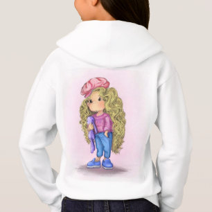 Sweet Little Blonde Girl Bunny Toy Love - Drawing 