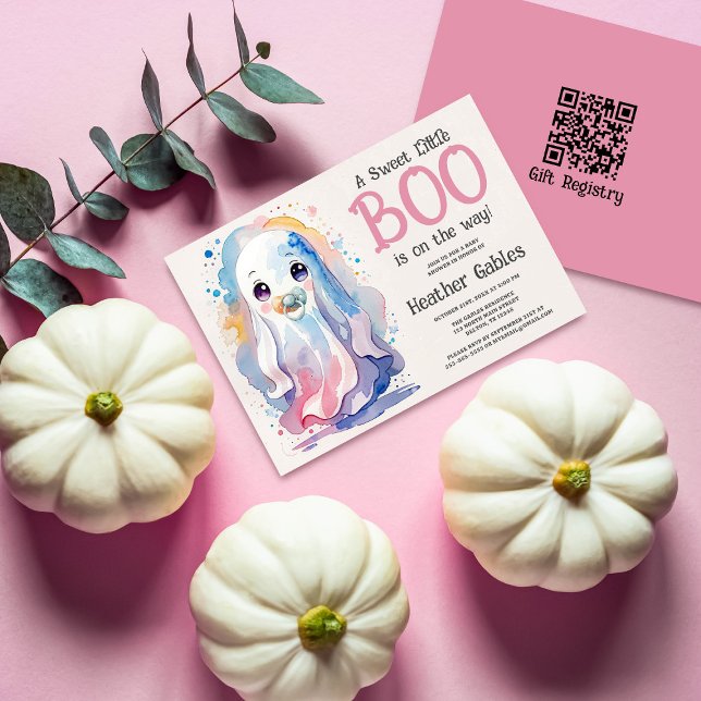 Sweet Little Boo Halloween Ghost Baby Shower Invitation (Creator Uploaded)