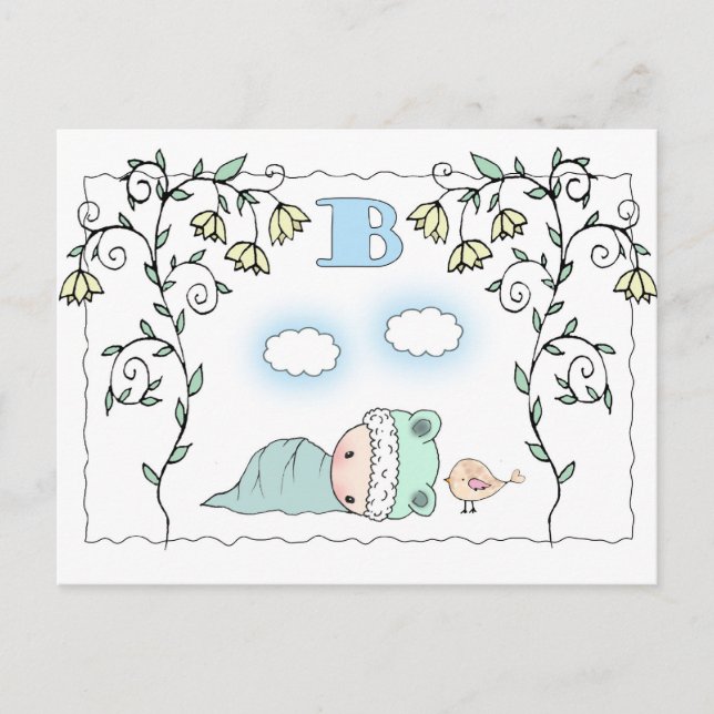 Sweet Little Boy Baby Shower Postcard Invitations (Front)