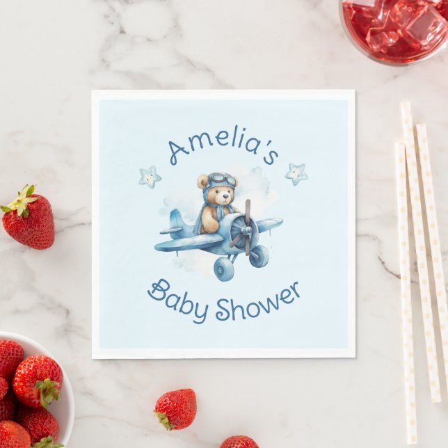 Sweet Little Boy on the Way Baby Shower Napkin (Insitu)