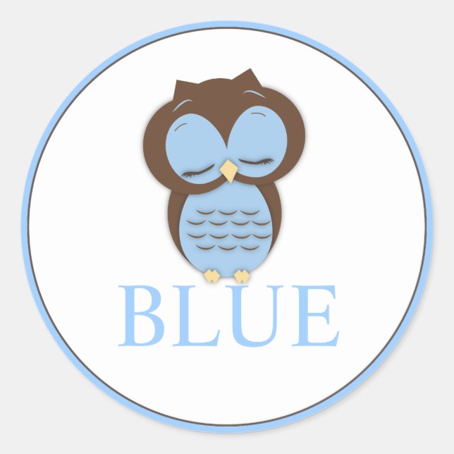 Sweet Little Boy Owl Gender Reveal Team BLUE Classic Round Sticker (Front)