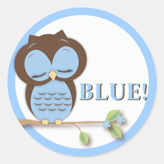 Sweet Little Boy Owl on a Branch Team BLUE! Classic Round Sticker