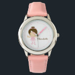 Sweet Little Brunette Ballet Dancer Watch<br><div class="desc">This adorable watch features an adorable vector illustration of a cute ballerina and can be personalised with your little girl's name,  monogram,  initial,  or any text of your choice for a perfect custom gift.</div>