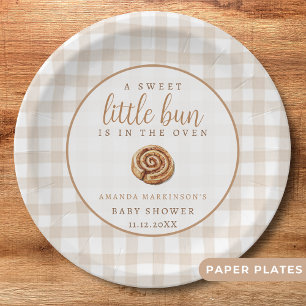 Sweet Little Bun in the Oven Neutral Baby Shower Paper Plate