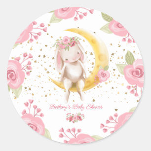 Sweet Little Bunny Baby Girl Shower Classic Round Sticker