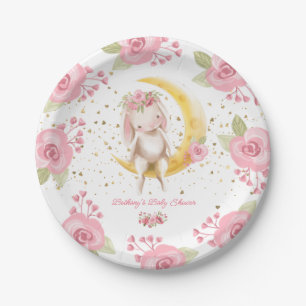 Sweet Little Bunny Baby Girl Shower Paper Plate