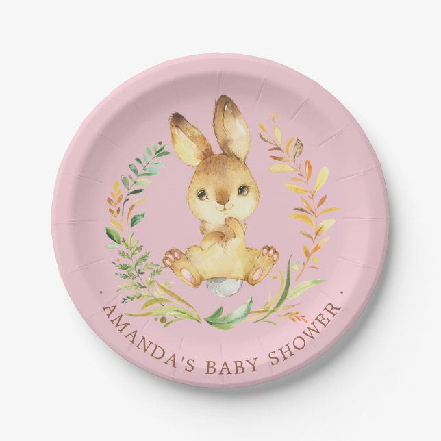Sweet Little Bunny Baby Shower 7" Plate (Front)