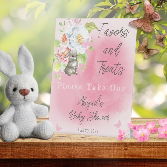 Sweet Little Bunny Baby Shower Favours and Treats Pedestal Sign (Creator Uploaded)