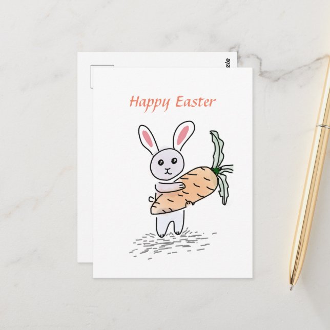 Sweet Little Bunny Happy Easter Cute  Card (Front/Back In Situ)