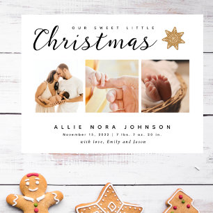 Sweet Little Christmas Photo Birth Announcement 