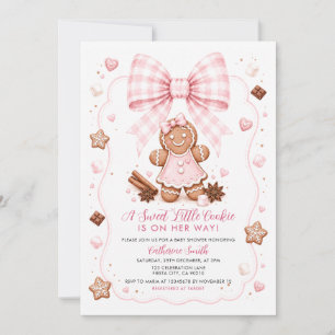 Sweet Little Cookie Pink Gingerbread Baby Shower Invitation
