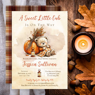Sweet Little Cub Teddy Bear Watercolor Baby Shower Invitation