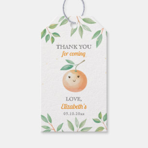 Sweet Little Cutie Orange Gingham Baby Shower Gift Tags