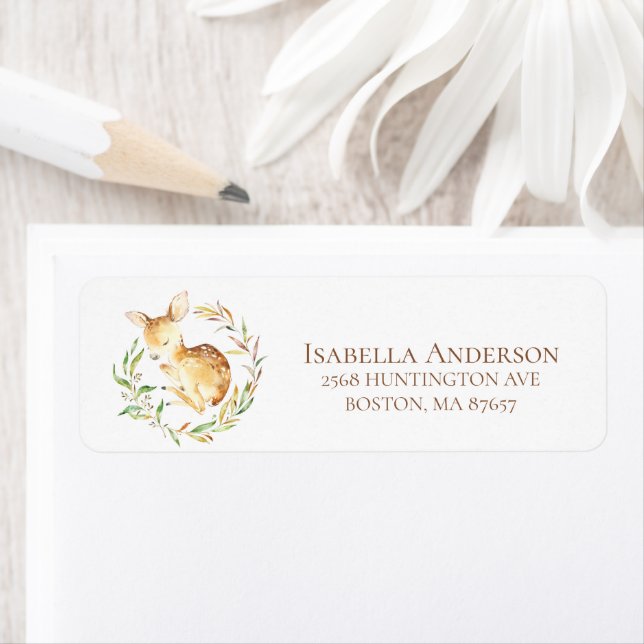 Sweet Little Deer Baby Shower Address Label (Insitu)