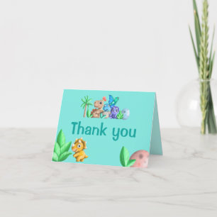 Sweet Little Dino on his Way Baby Shower Thank You Card