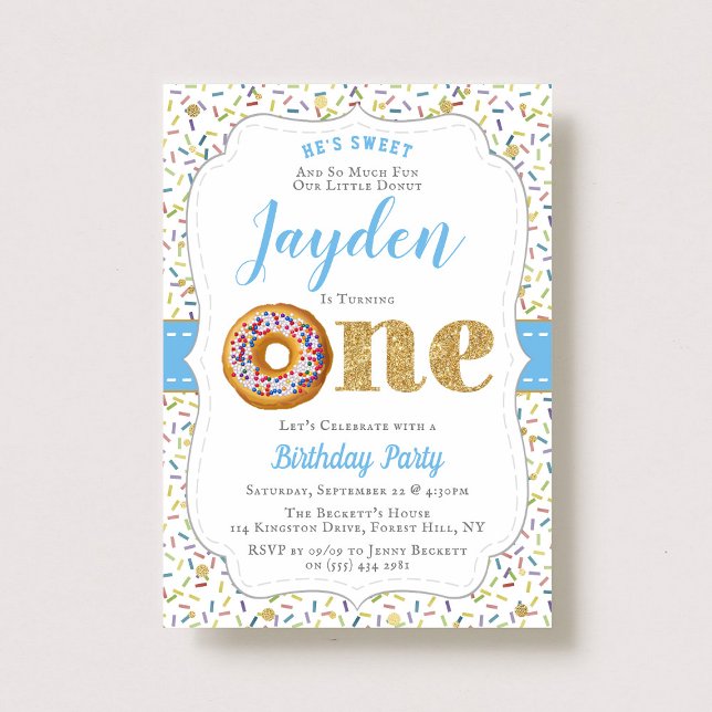Sweet Little Doughnut Boys 1st Birthday Invitation (Creator Uploaded)