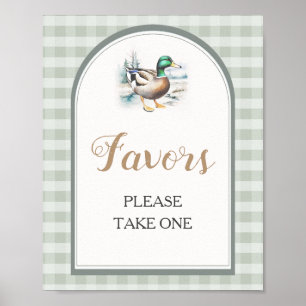 Sweet Little Duckling Gingham Baby Shower Favours Poster