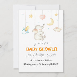 Sweet Little Elephant Baby Shower Invitation