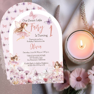 Sweet Little Fairy Wildflowers 1st Birthday Party Invitation