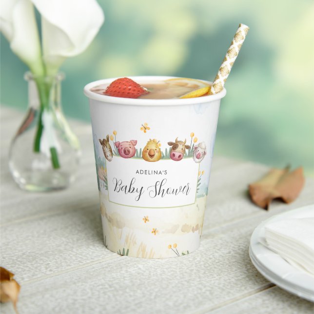 Sweet Little Farm Baby Shower Paper Cups (Insitu)