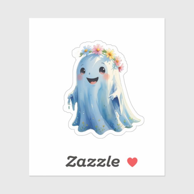 Sweet Little Ghost Sticker with a Flower Crown | C (Sheet)
