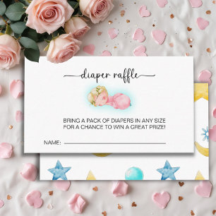 Sweet Little Girl Baby Shower diaper raffle Enclosure Card