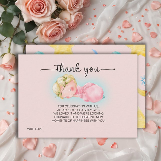Sweet Little Girl Baby Shower Thank You Card (Creator Uploaded)
