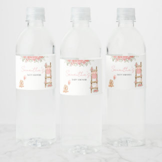 Sweet Little Girl Boho Baby Shower Water Bottle Label