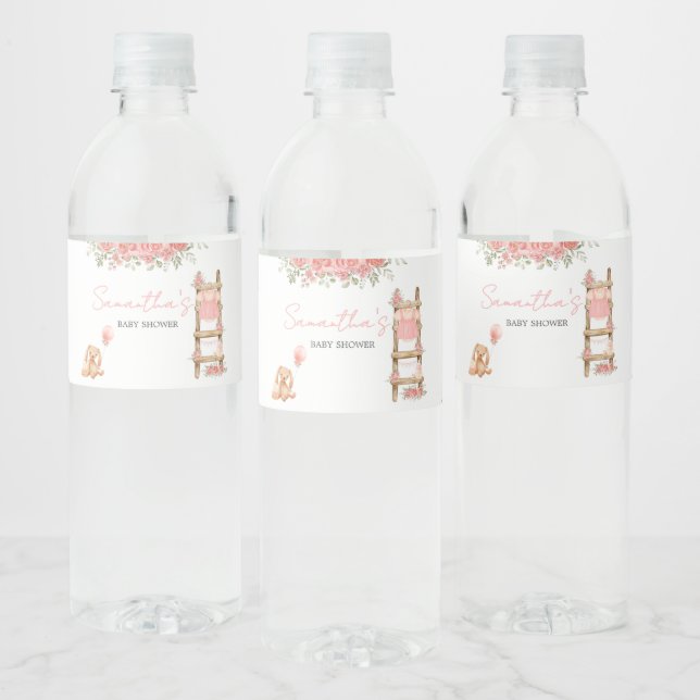 Sweet Little Girl Boho Baby Shower Water Bottle Label (Bottles)