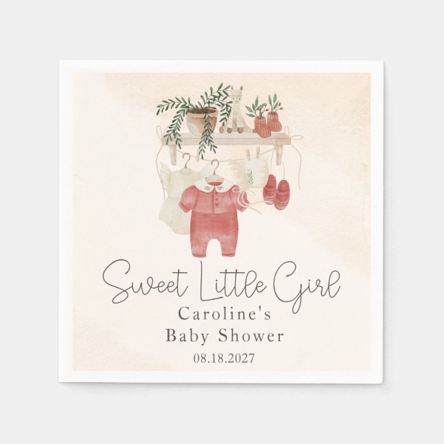 Sweet Little Girl Boho Clothes Baby Shower Napkin (Front)