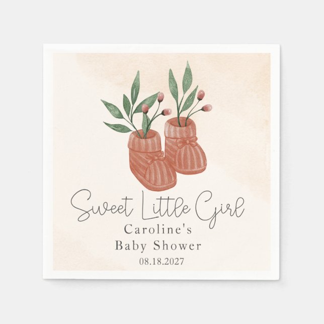 Sweet Little Girl Boho Clothes Baby Shower Napkin (Front)