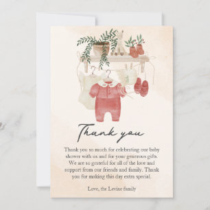 Sweet Little Girl Boho Clothes Baby Shower Thank You Card