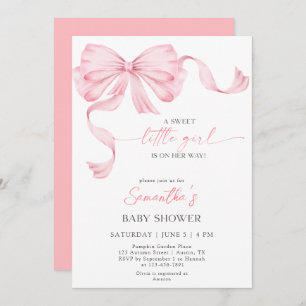 Sweet Little Girl Bow Coquette Border Baby Shower Invitation