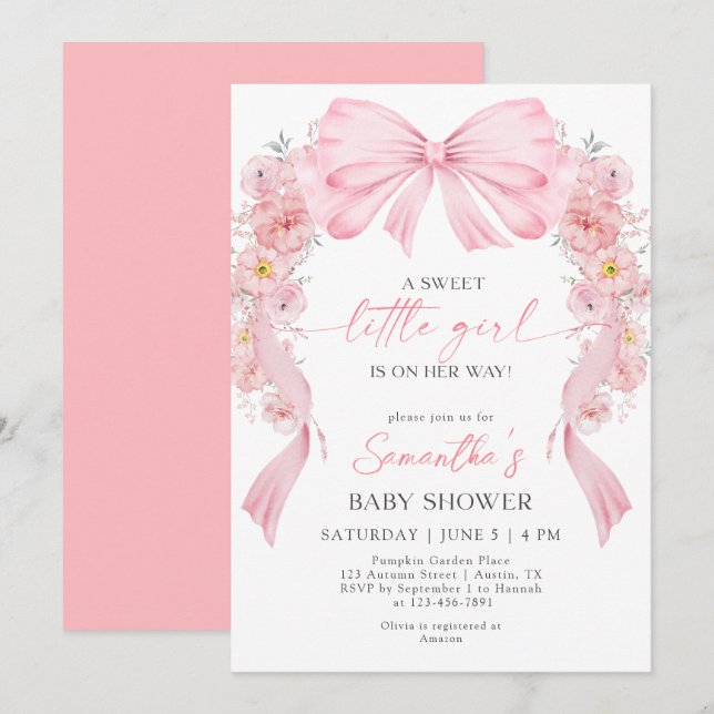 Sweet Little Girl Coquette Floral Arch Baby Shower Invitation (Front/Back)