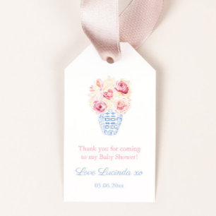 Sweet Little Girl Pink Roses Baby Shower Favour Ta Gift Tags