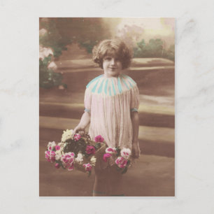 Sweet Little Girl Portrait 1910s vintage postcard