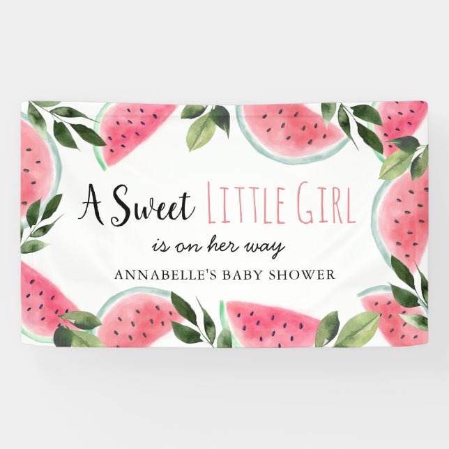 Sweet Little Girl Watermelon Baby Shower Banner (Horizontal)