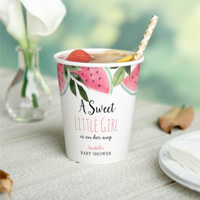 Sweet Little Girl Watermelon Baby Shower Paper Cups (Insitu)