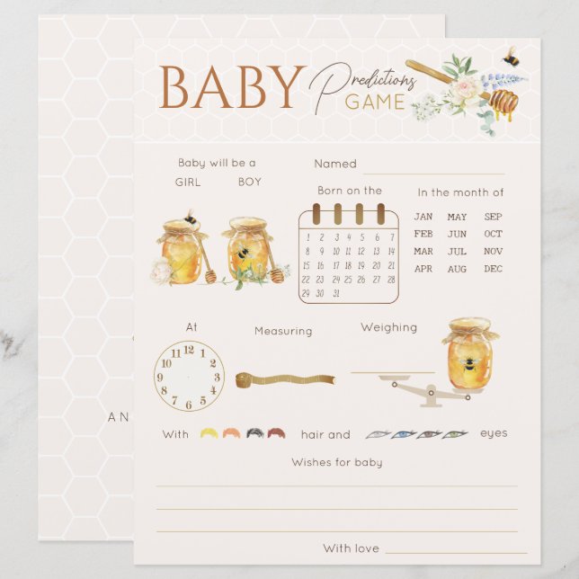 Sweet Little Honey Baby Predictions Guessing Game (Front/Back)
