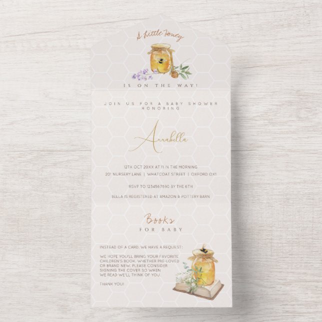 Sweet Little Honey Baby Shower All In One Invitation (Inside)
