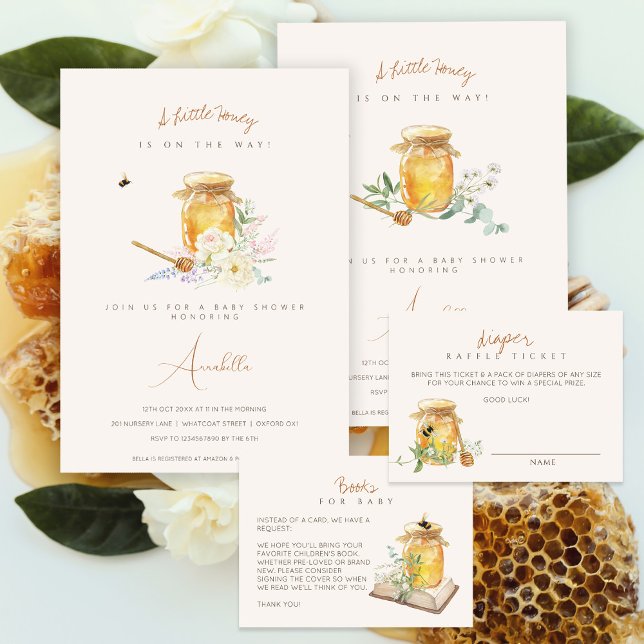 Sweet Little Honey Baby Shower Books for Baby Enclosure Card (Creator Uploaded)