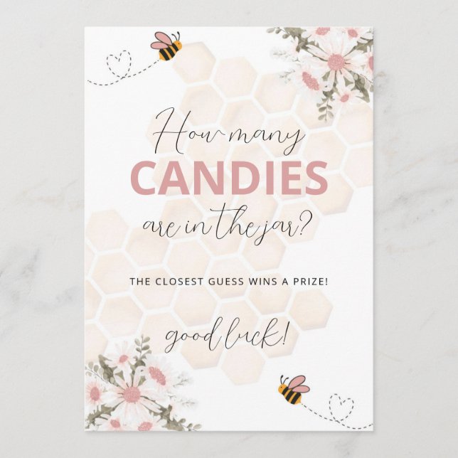 Sweet Little Honey Baby Shower Guessing Game Invitation (Front)