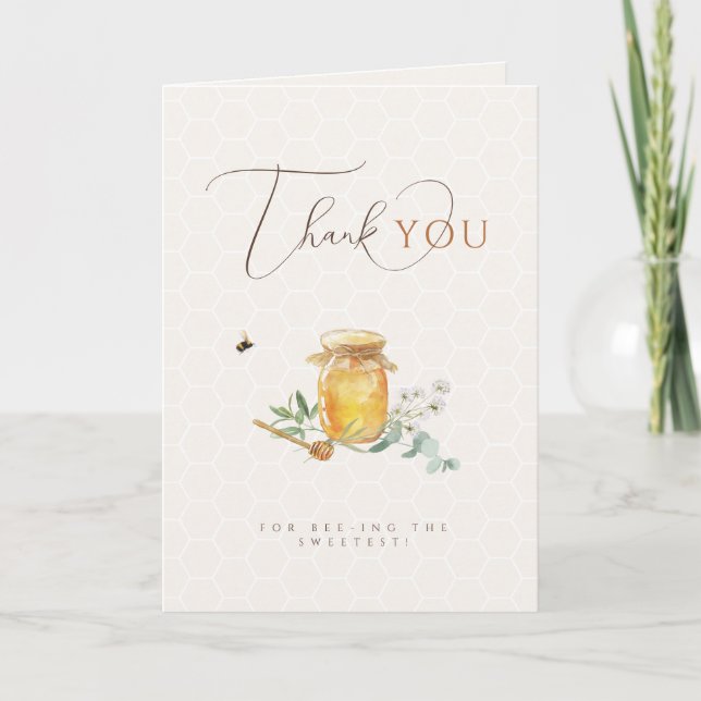 Sweet Little Honey Baby Shower Thank You Card (Front)