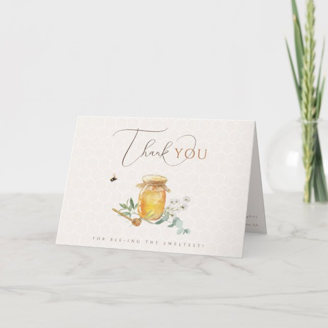 Sweet Little Honey Baby Shower Thank You Card (Front)