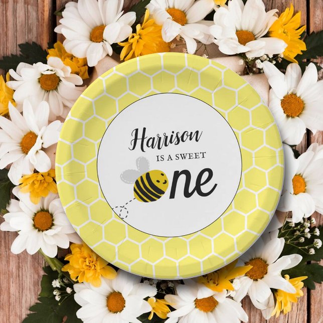 Sweet Little Honey Bee 1st Birthday Party Paper Plate (Creator Uploaded)