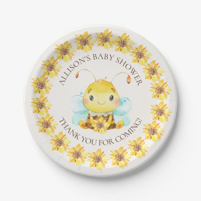 Sweet Little Honey Bee  Baby Shower 7" Plate (Front)