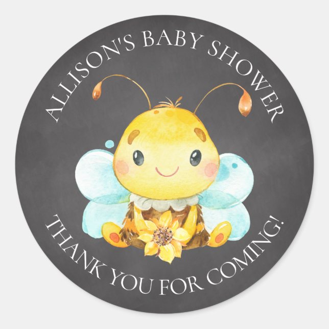 Sweet Little Honey Bee Baby Shower Thank You  Clas Classic Round Sticker (Front)