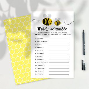 Sweet Little Honey Bee Baby Shower Word Scramble