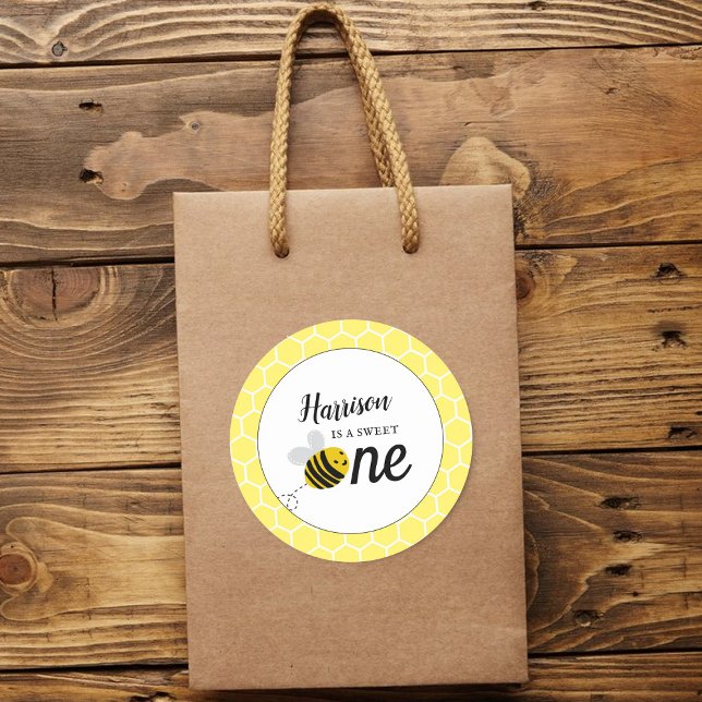 Sweet Little Honey Bee Birthday Classic Round Sticker (Creator Uploaded)