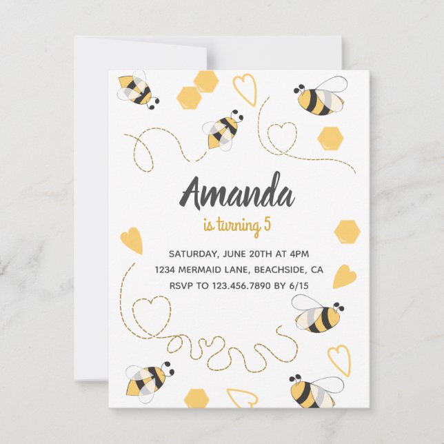 Sweet Little Honey Bee Birthday Party invitation (Front)